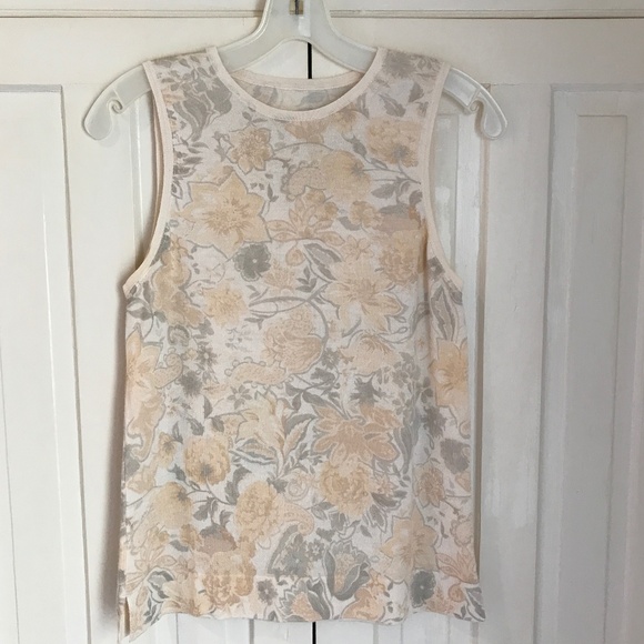 LORO PIANA FLORAL CASHMERE/SILK CARDIGAN TANK TWIN SET - Picture 6 of 11
